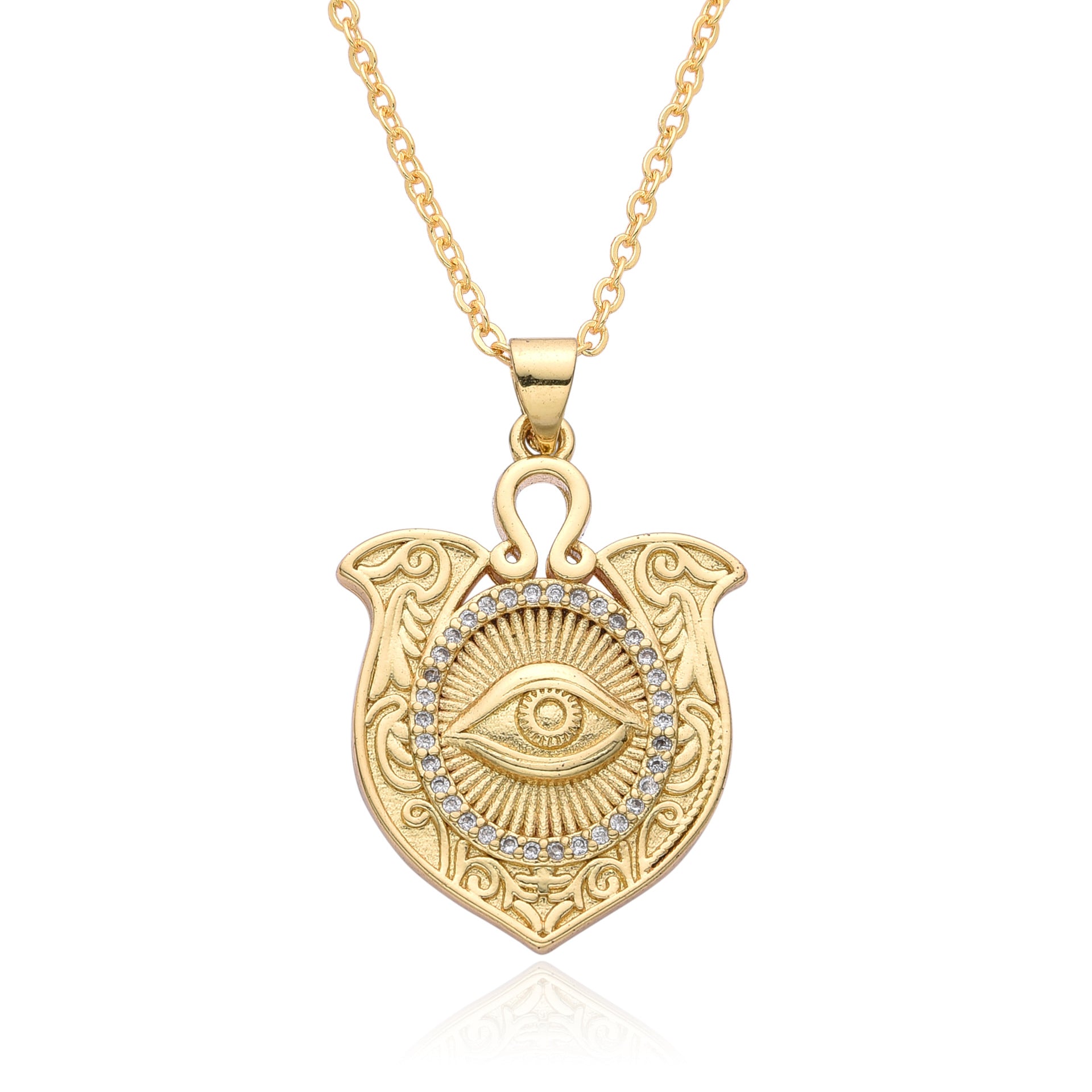 Wholesale Micro Set Devil Eye Small Shield Exotic Style Necklace